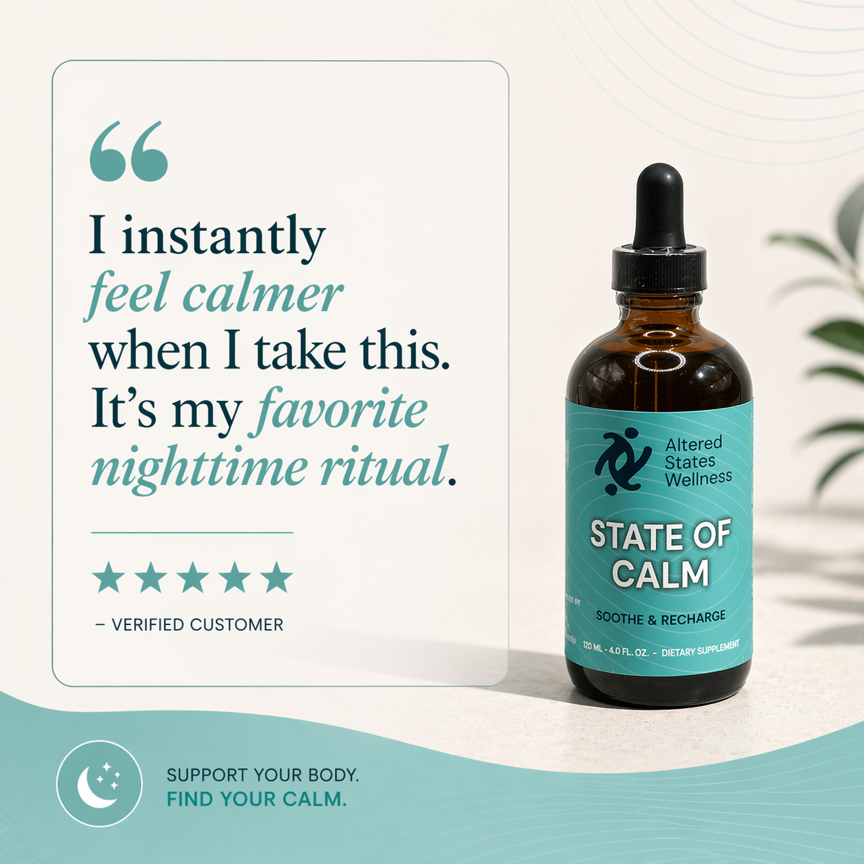 customer says I instantly feel calmer when I take this. It's my favorite nighttime ritual with five stars. 
