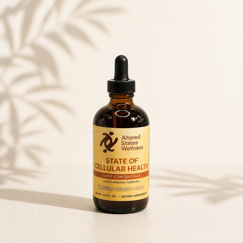 Bottle of Altered States Wellness State of Cellular Health supplement on a light background