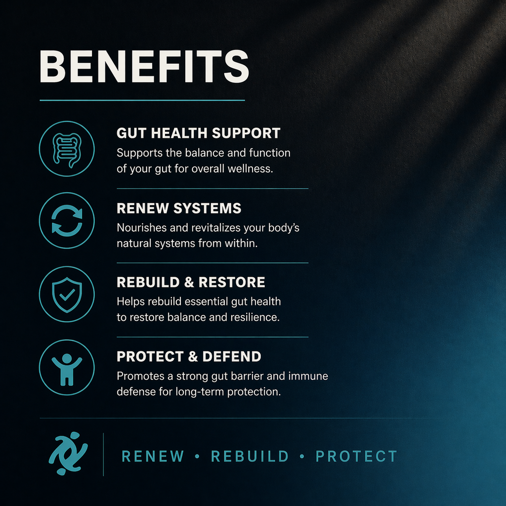 List of health benefits on a dark background with icons