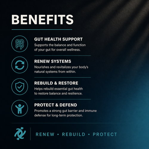 List of health benefits on a dark background with icons