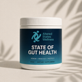 Supplement container labeled 'State of Gut Health' by Altered States Wellness on a neutral background. Gut health digestion supplement. 