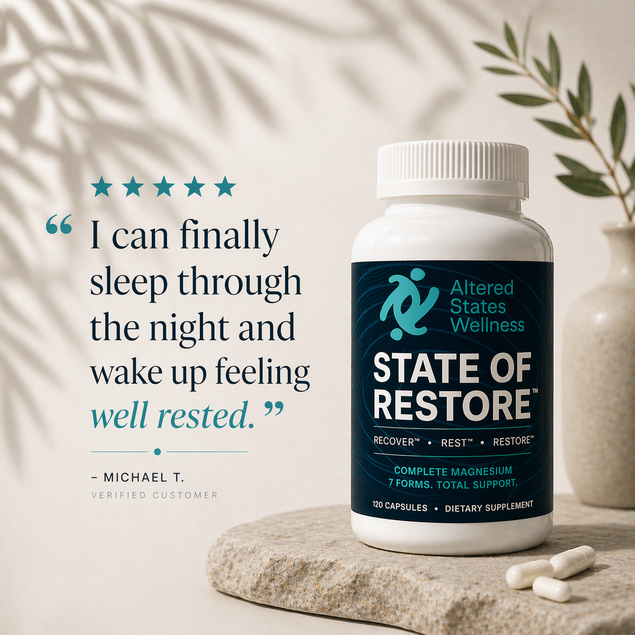 I can finally sleep through the night and wake up feeling well rested shared by a verified customer. 