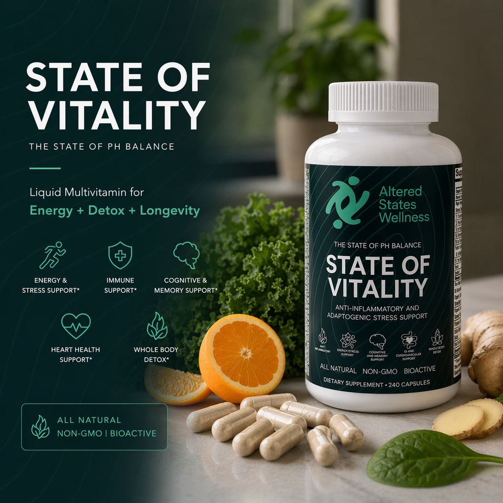 State of Vitality capsules supplement by Altered States Wellness for energy, focus, and everyday wellness support.